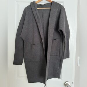 Long cotton/wool coat in grey